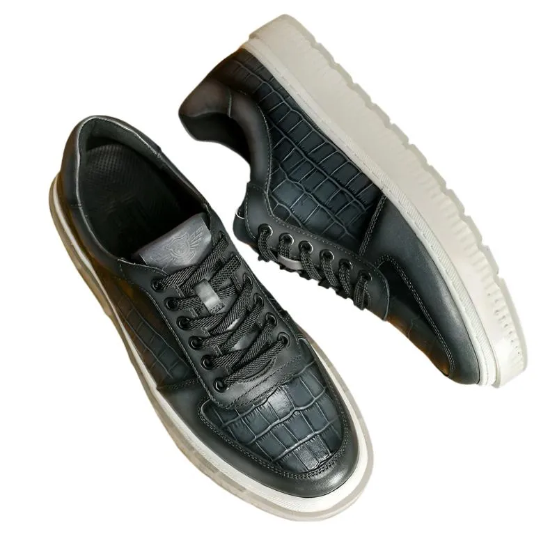 TNV Casual Leather Shoes Genuine Leather Thick Bottom Sneakers Laces Up  Breathable DS3337