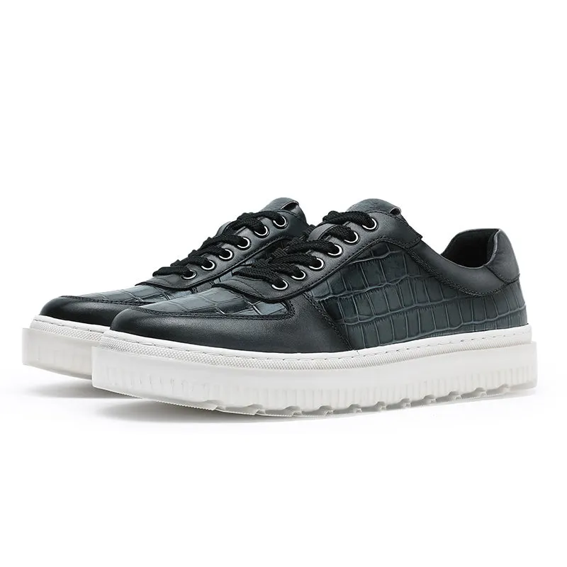 TNV Casual Leather Shoes Genuine Leather Thick Bottom Sneakers Laces Up  Breathable DS3337