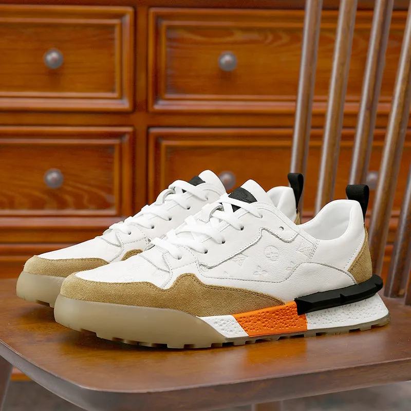 TNV Casual Shoes Genuine Leather Thick Bottom Sneakers Laces Up Summer Breathable DS3126