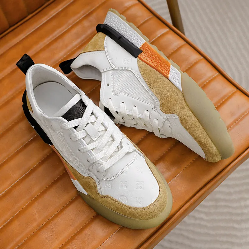 TNV Casual Shoes Genuine Leather Thick Bottom Sneakers Laces Up Summer Breathable DS3126