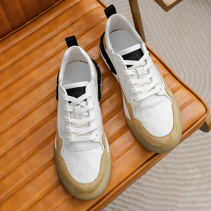 TNV Casual Shoes Genuine Leather Thick Bottom Sneakers Laces Up Summer Breathable DS3126