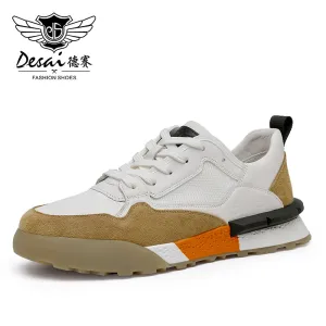 TNV Casual Shoes Genuine Leather Thick Bottom Sneakers Laces Up Summer Breathable DS3126