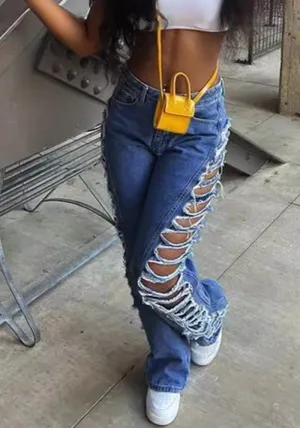 Trendy Micro-Stretch Ripped Denim Pants for a Bold, Sexy Look