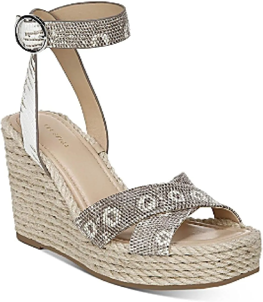 VIA SPIGA Womens V Sesilia Faux Leather Wedge Sandals Taupe 8 Medium (B,M)