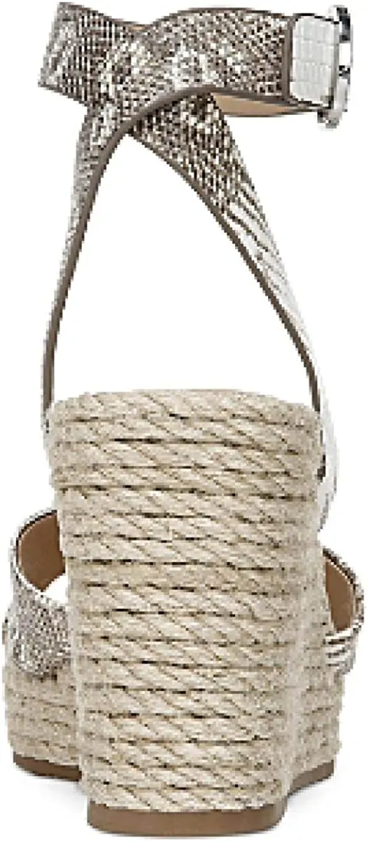 VIA SPIGA Womens V Sesilia Faux Leather Wedge Sandals Taupe 8 Medium (B,M)