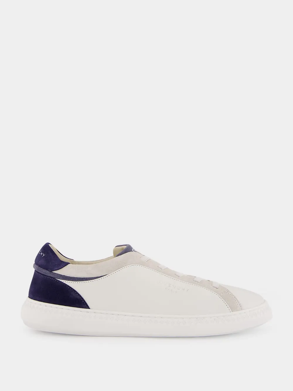 White & Blue G Set Leather and Suede Sneakers