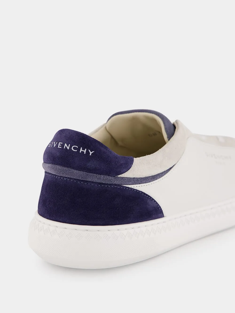 White & Blue G Set Leather and Suede Sneakers