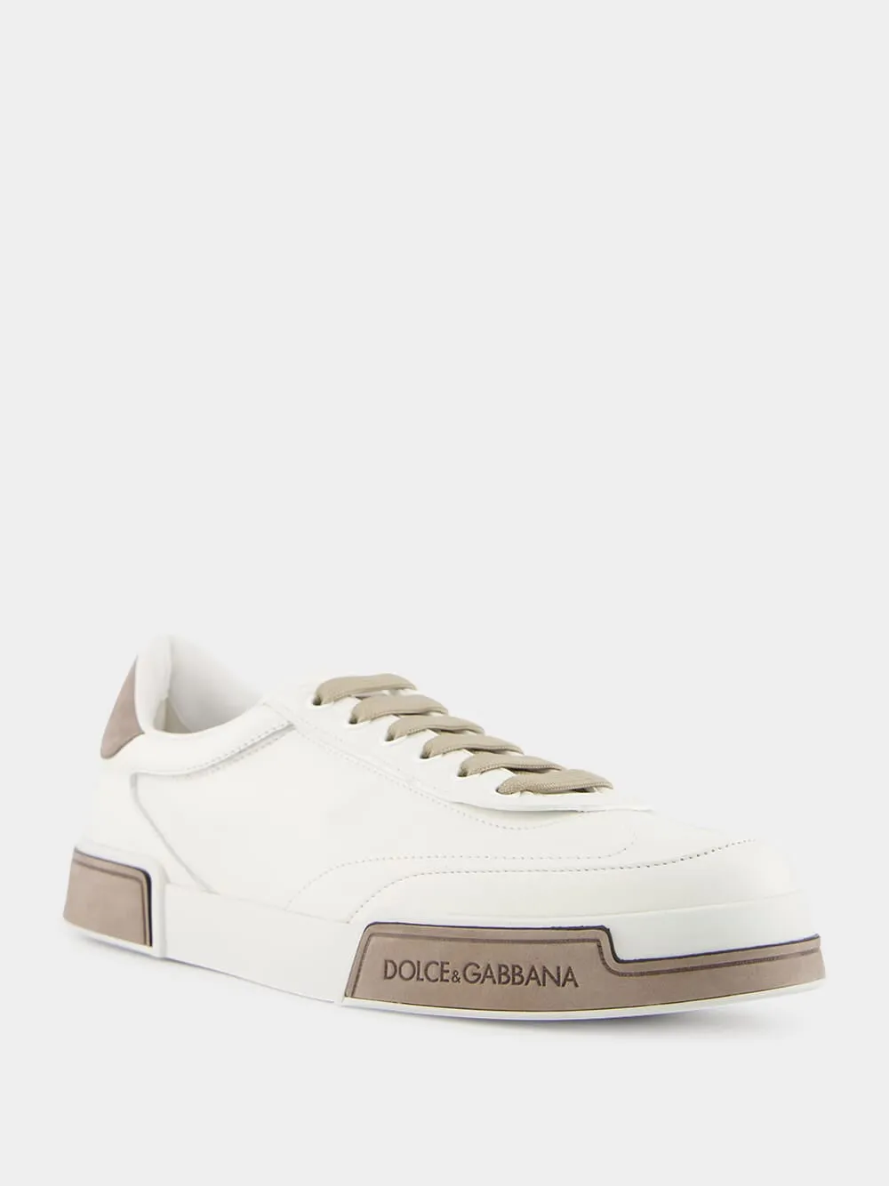 White and Brown Calfskin Portofino Yacht Sneakers
