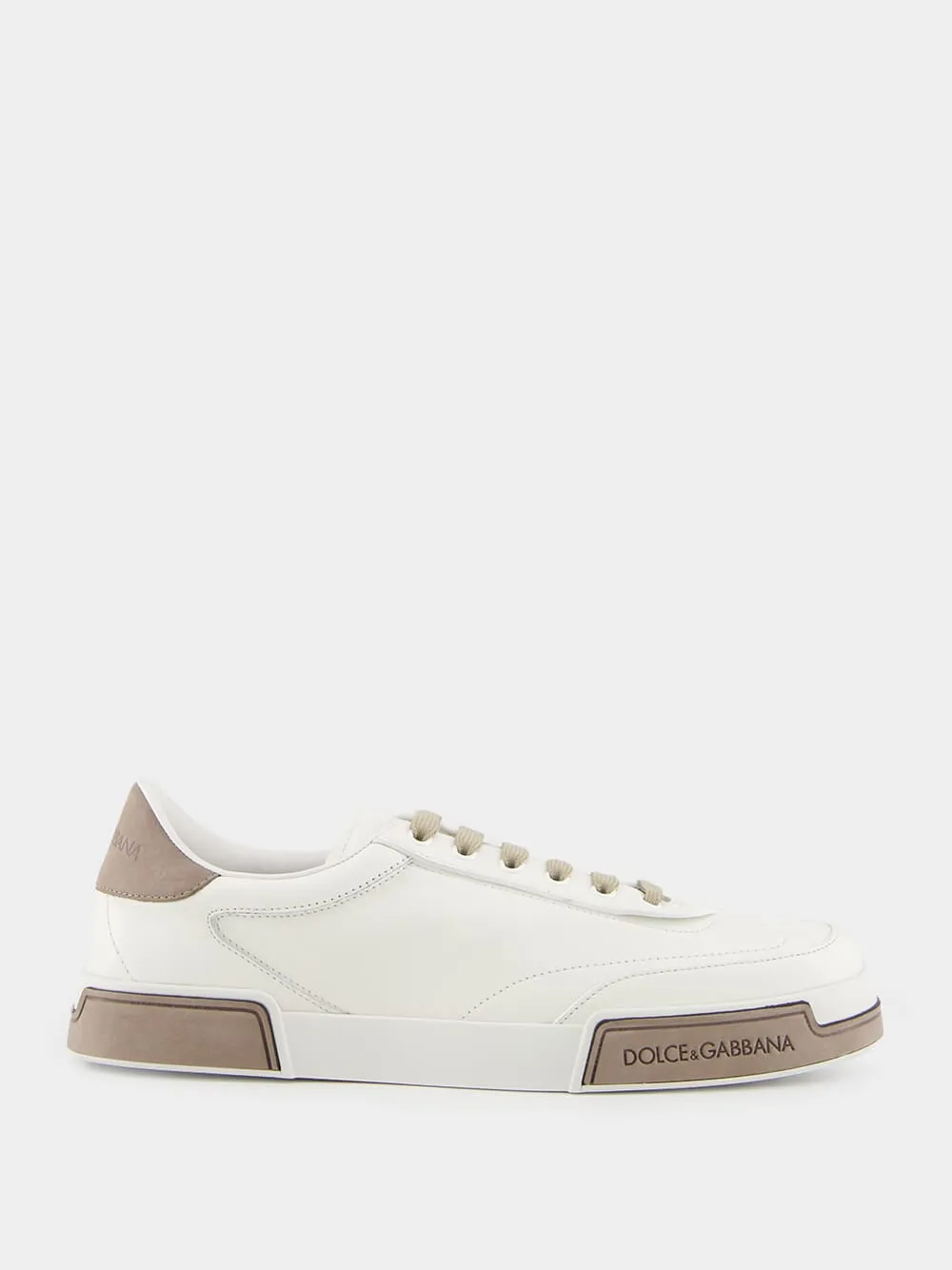 White and Brown Calfskin Portofino Yacht Sneakers