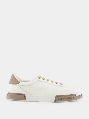 White and Brown Calfskin Portofino Yacht Sneakers