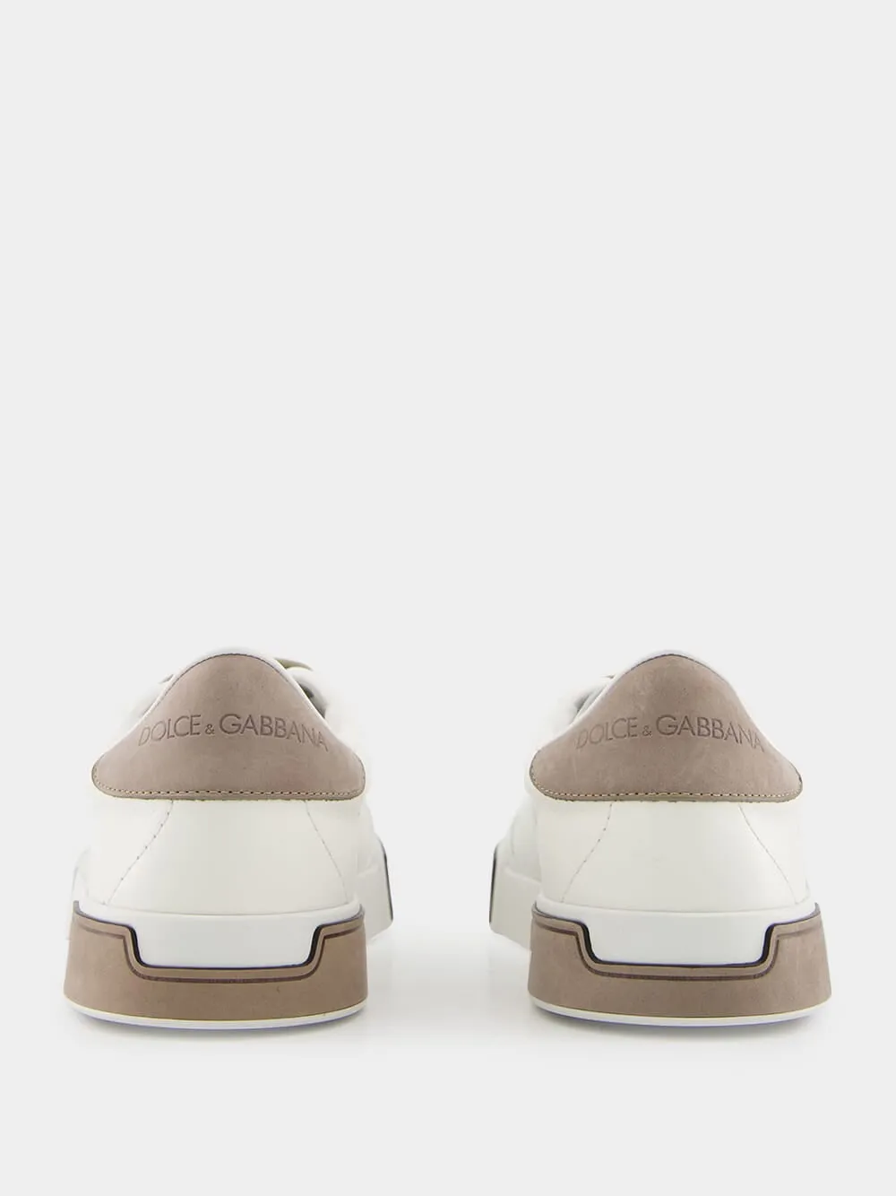 White and Brown Calfskin Portofino Yacht Sneakers