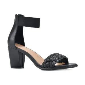 WHITE MOUNTAIN Shoes Backer Women's Heel Sandal, Black/Smooth, 8 M