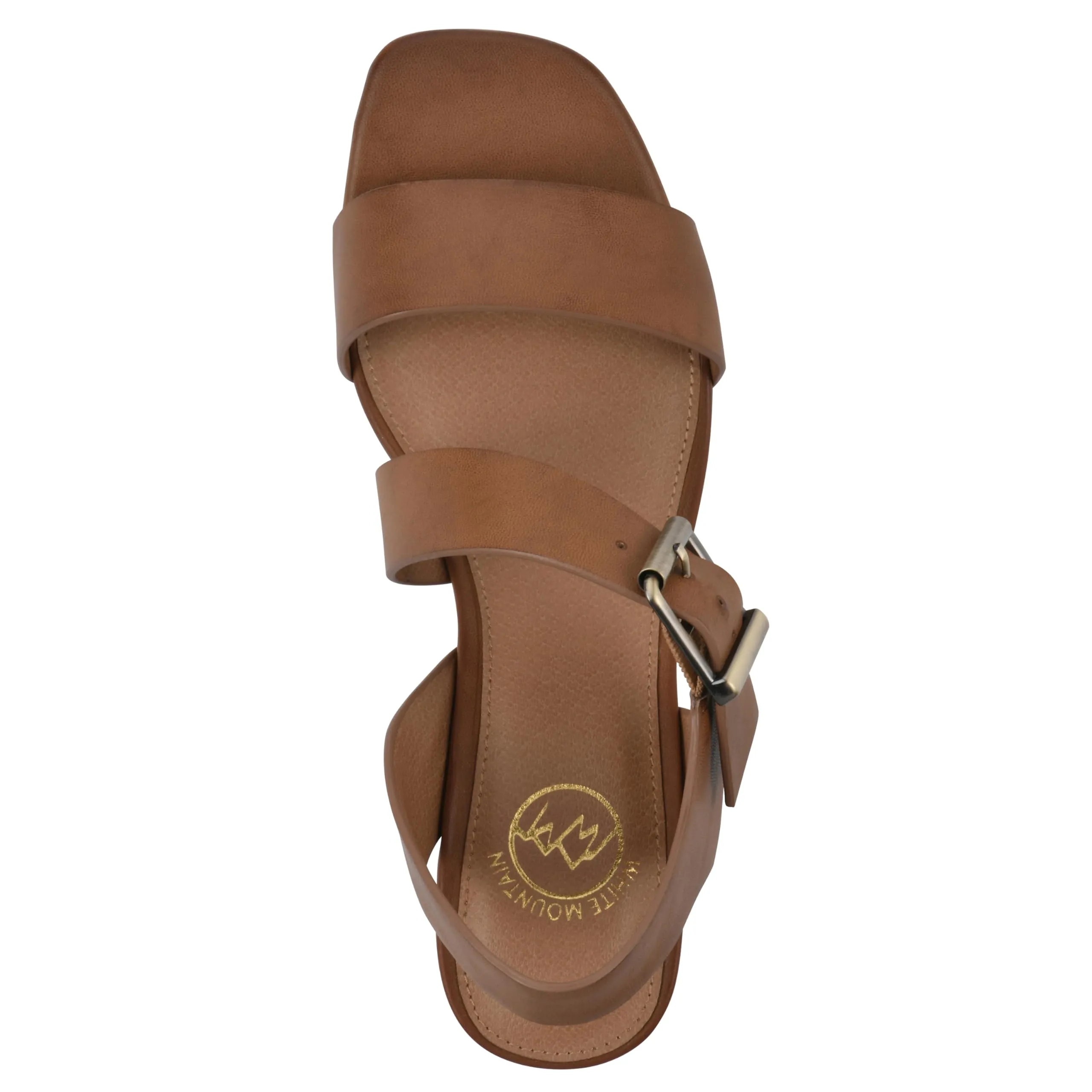WHITE MOUNTAIN Women's Albatas Low Block Heel Sandal, Dk.Tan/Smooth, 9.5 M