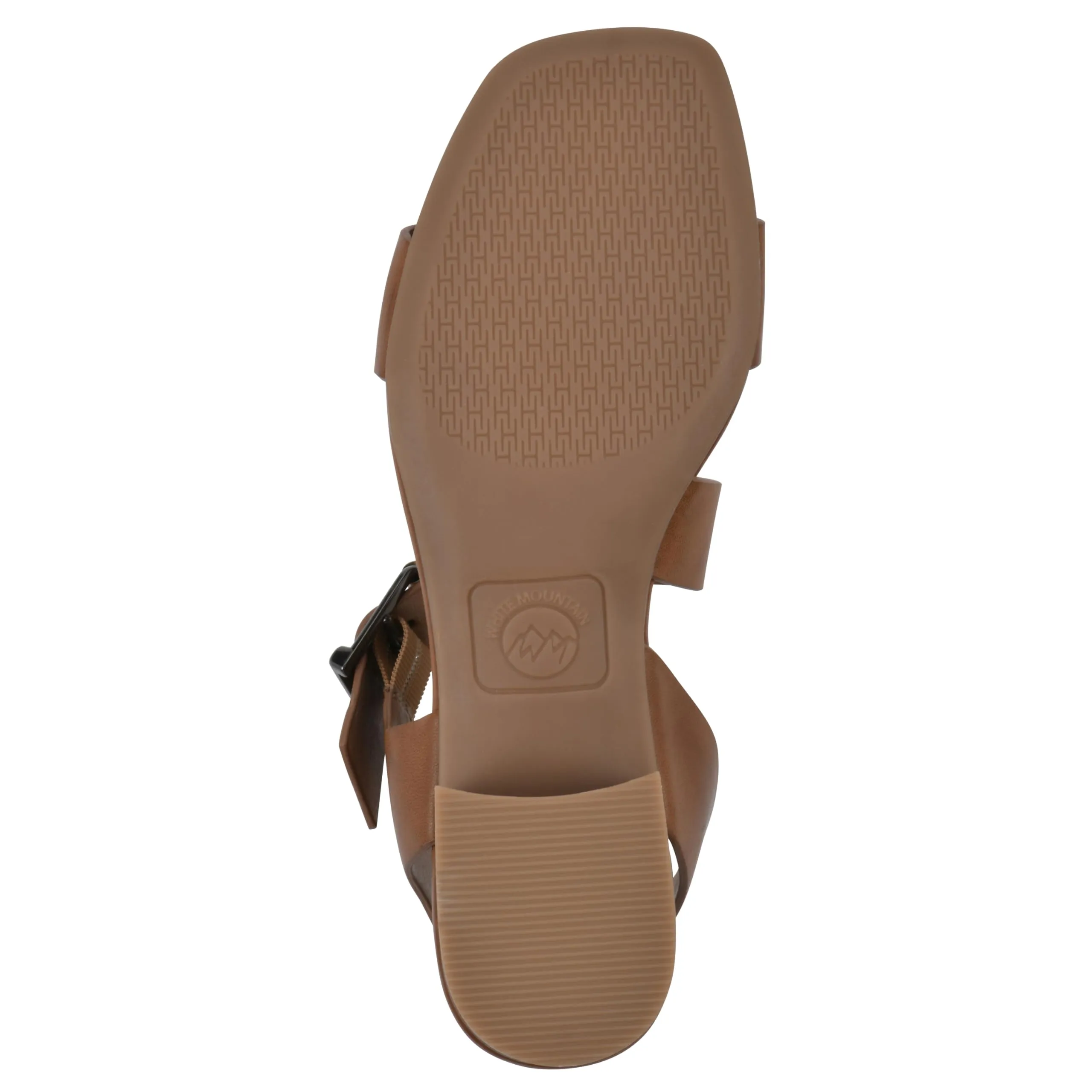 WHITE MOUNTAIN Women's Albatas Low Block Heel Sandal, Dk.Tan/Smooth, 9.5 M