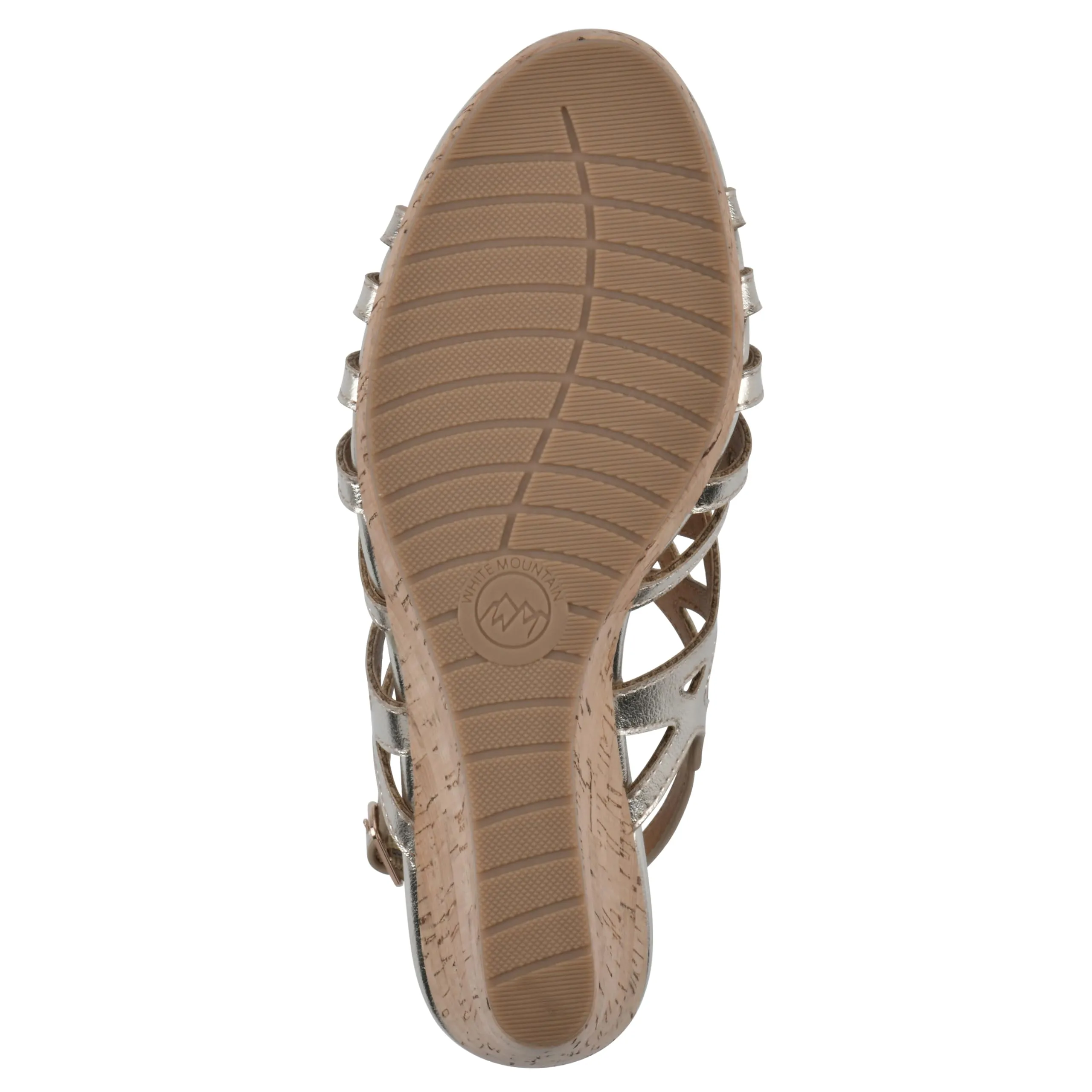 WHITE MOUNTAIN Women's Flaming Cork Wedge Sandal, Lt.Gold/Met/Smooth, 9 M