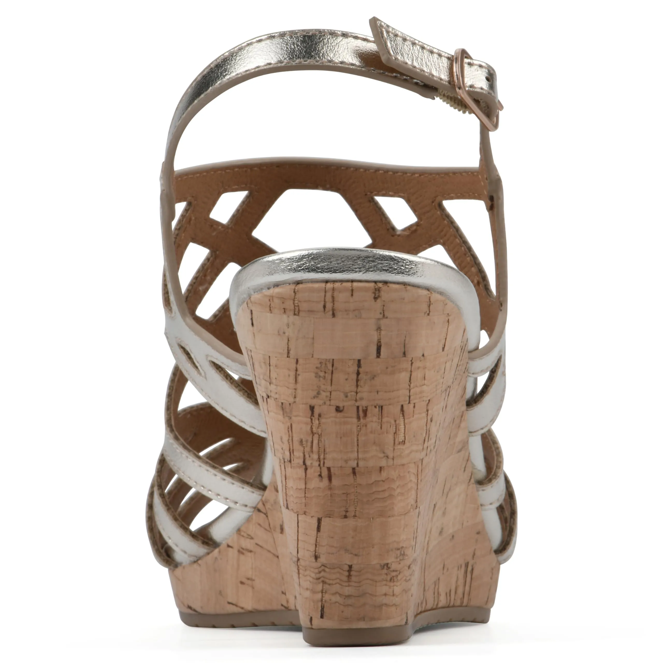 WHITE MOUNTAIN Women's Flaming Cork Wedge Sandal, Lt.Gold/Met/Smooth, 9 M