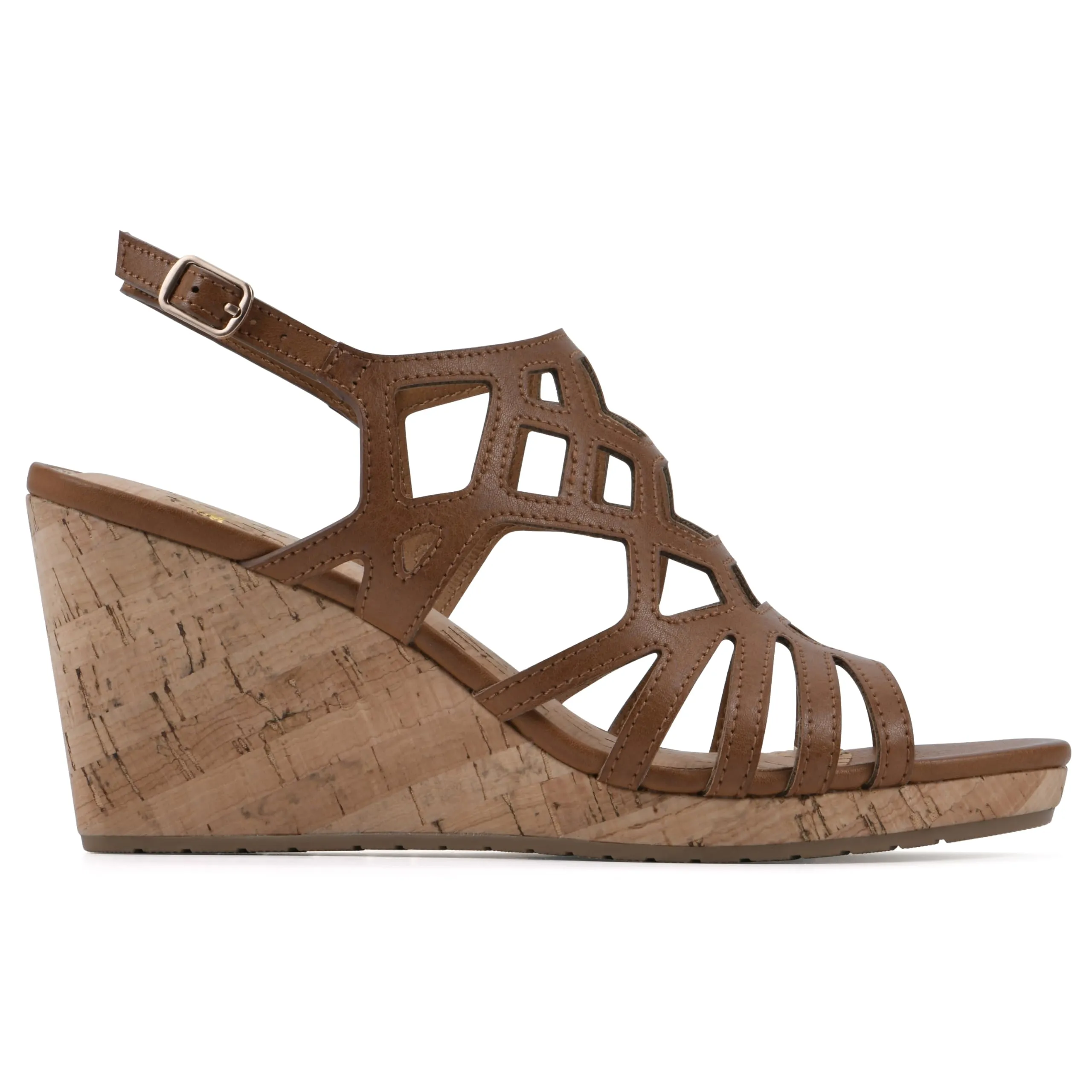 WHITE MOUNTAIN Women's Flaming Cork Wedge Sandal, Tan/Burn/Smooth, 9 M
