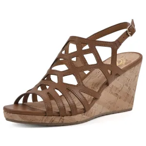 WHITE MOUNTAIN Women's Flaming Cork Wedge Sandal, Tan/Burn/Smooth, 9 M