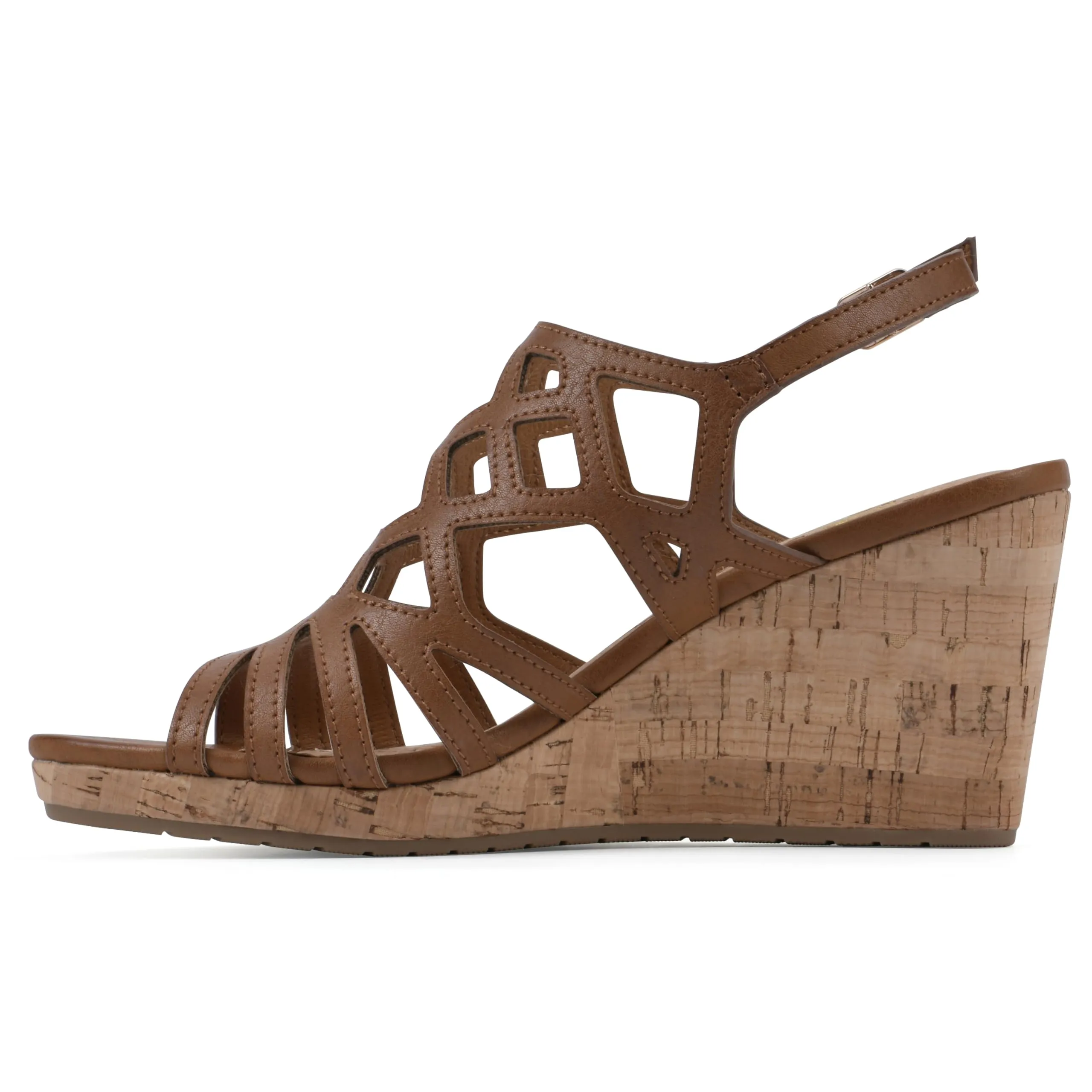 WHITE MOUNTAIN Women's Flaming Cork Wedge Sandal, Tan/Burn/Smooth, 9 M