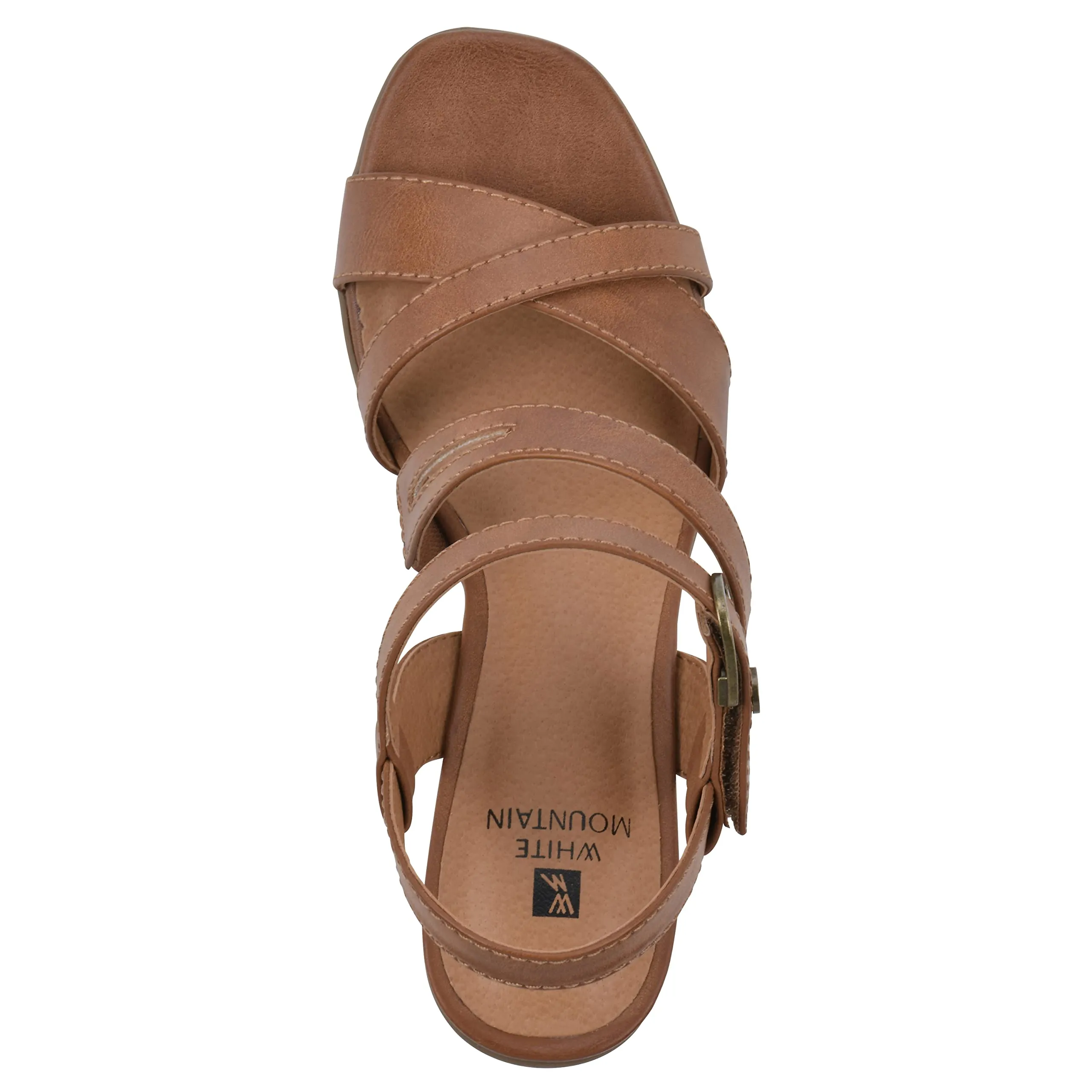 WHITE MOUNTAIN Women's Let Go Block Heel Sandal, Dk.Tan/Burn/Smooth, 9 M