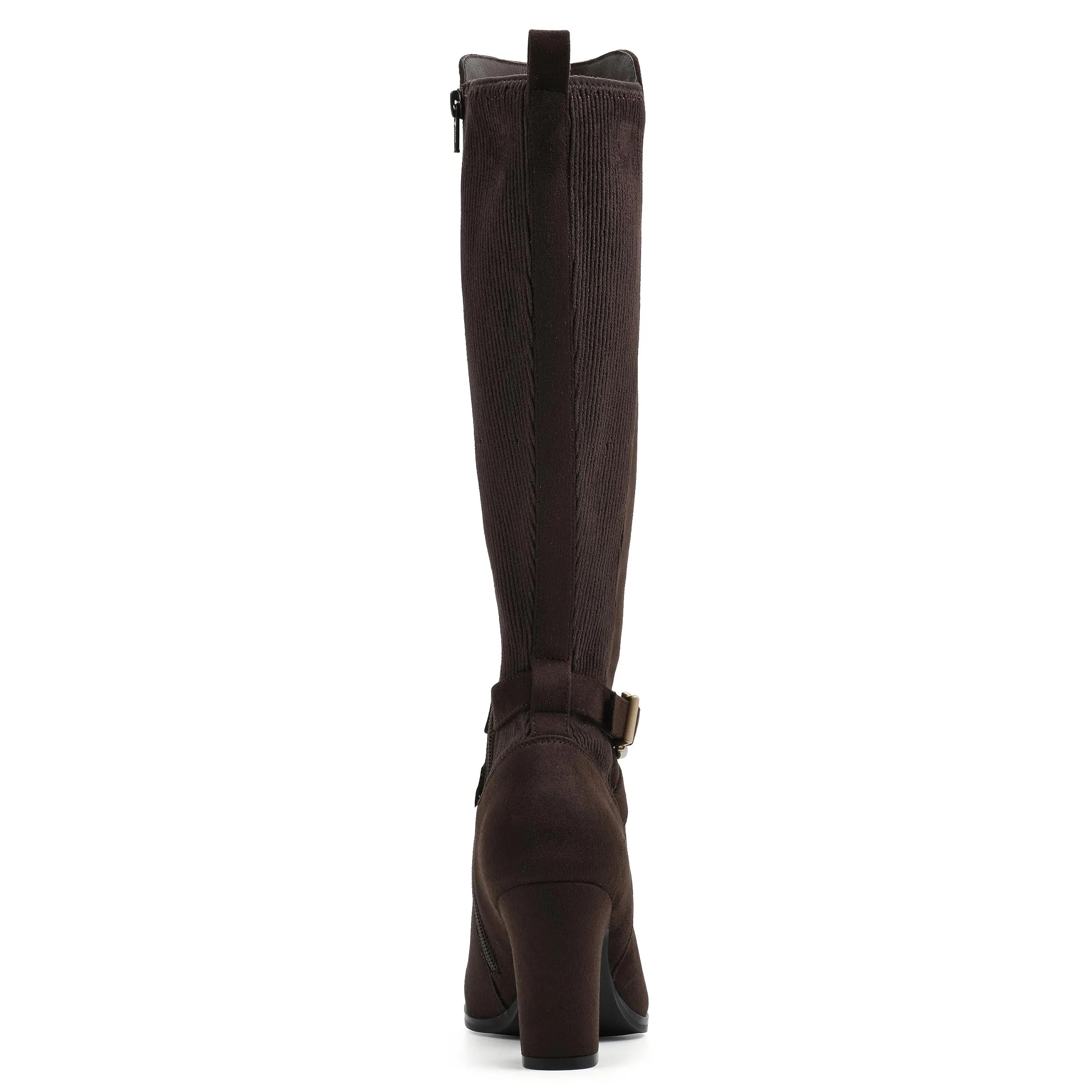 WHITE MOUNTAIN Women's Shoes Teals Block-Heeled Tall Boot, Dkbrown/Fabric, 9.5 M