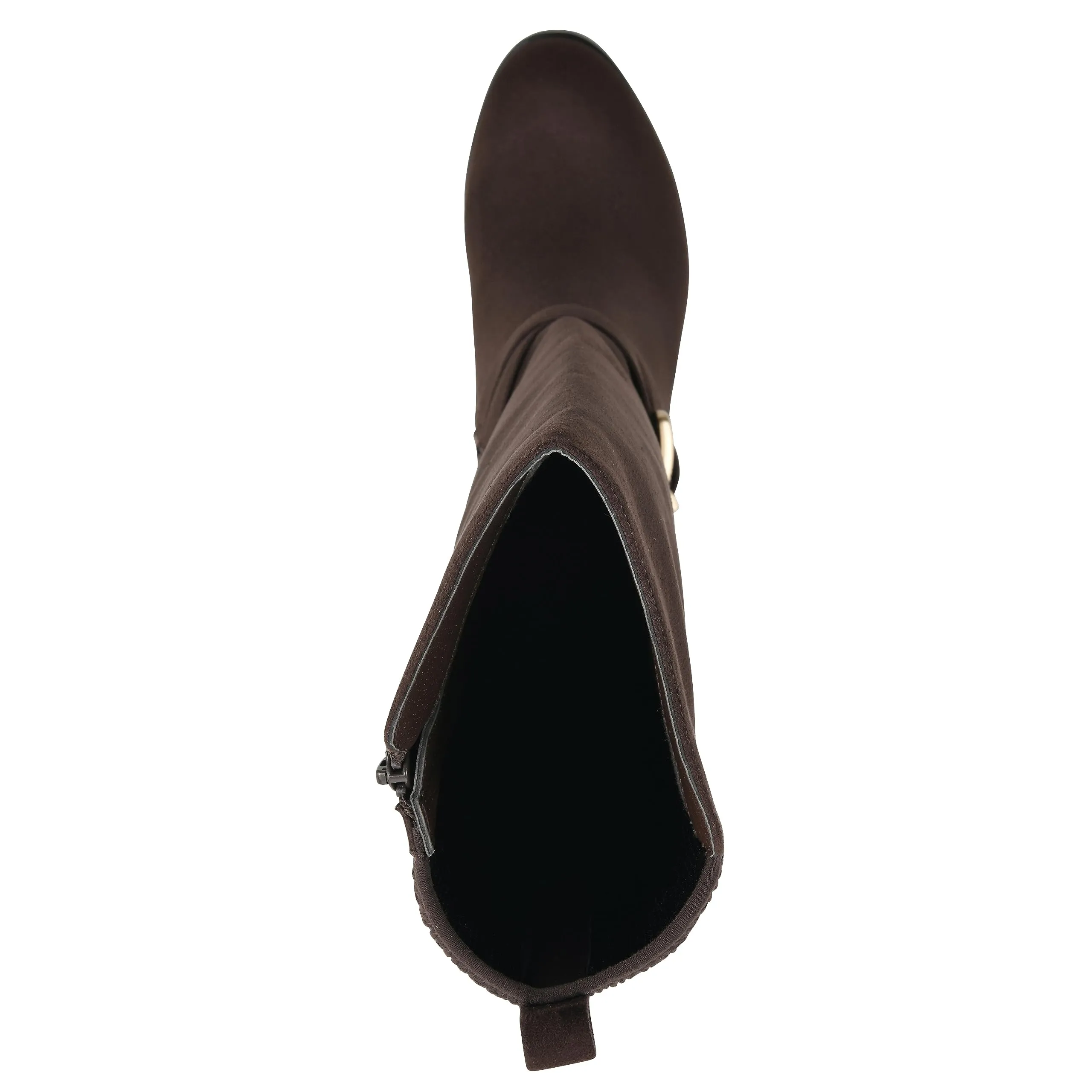 WHITE MOUNTAIN Women's Shoes Teals Block-Heeled Tall Boot, Dkbrown/Fabric, 9.5 M