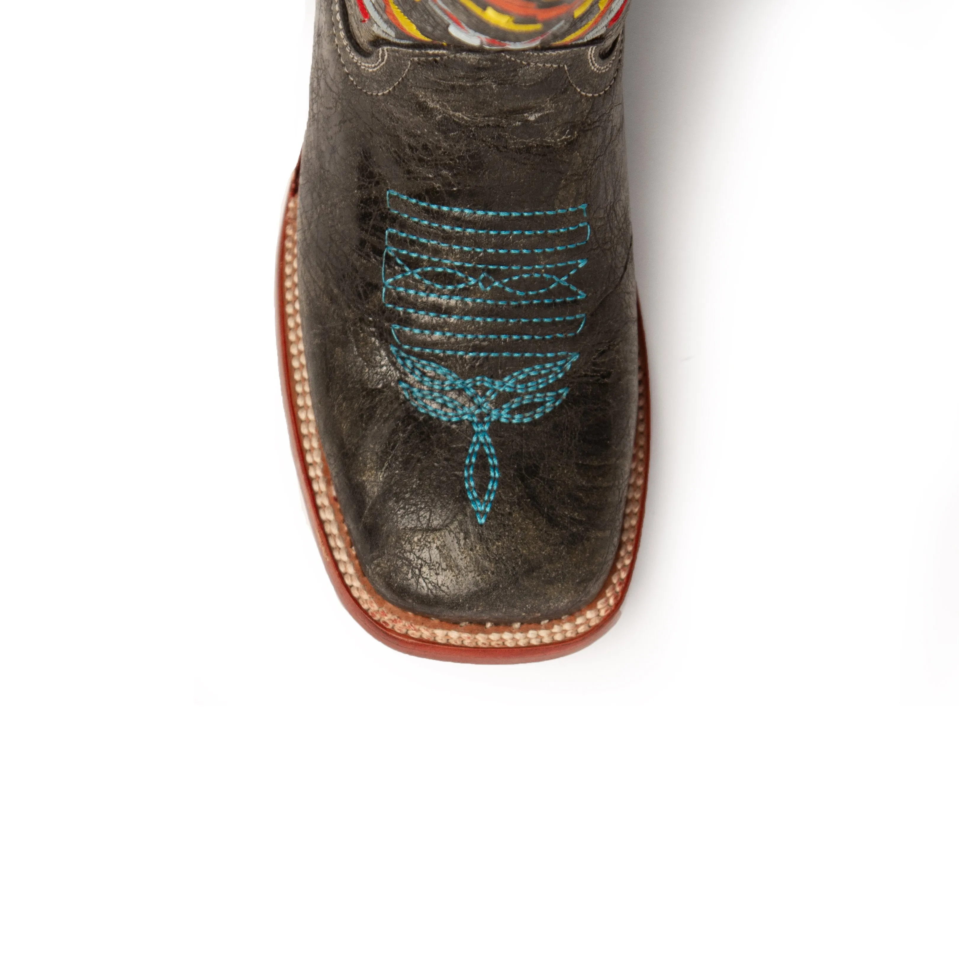 Women's Ferrini Aztec Cowgirl Leather Boots Handcrafted Charcoal