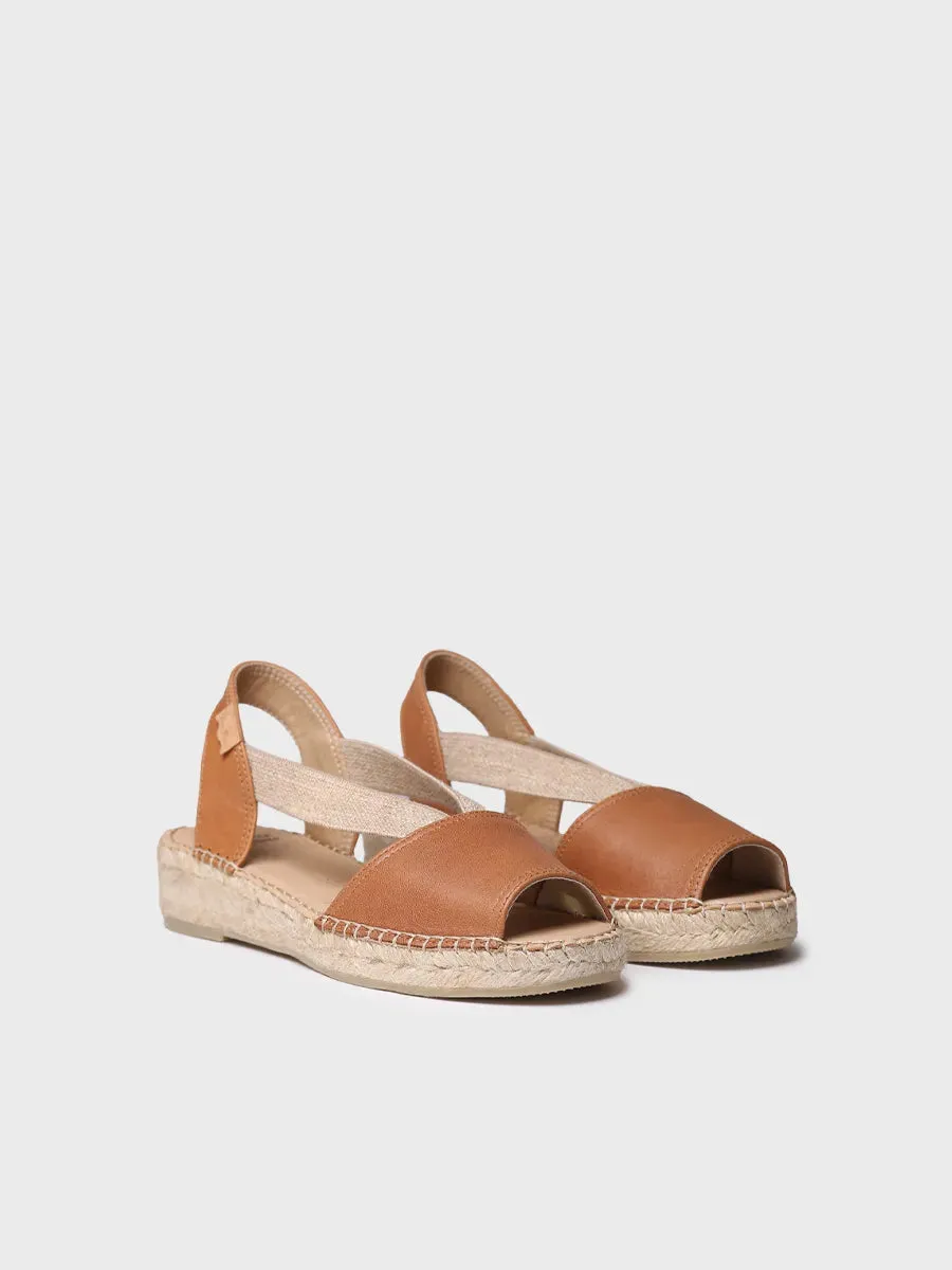 Women's leather espadrille with wedge and elastics designed for wide fit - TALA