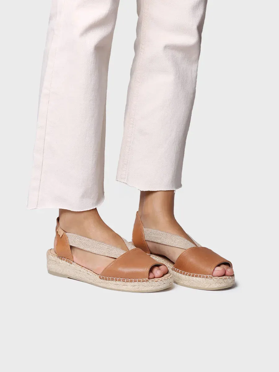 Women's leather espadrille with wedge and elastics designed for wide fit - TALA