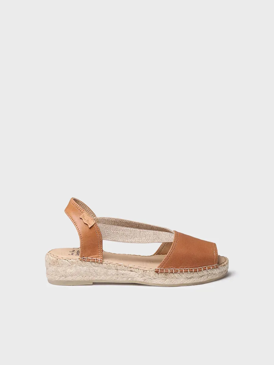 Women's leather espadrille with wedge and elastics designed for wide fit - TALA
