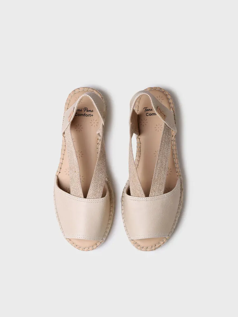 Women's leather espadrille with wedge and elastics designed for wide fit - TALA