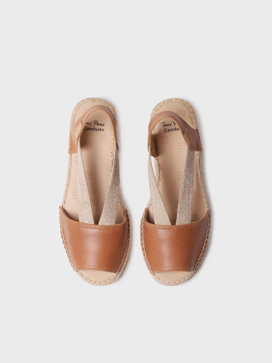 Women's leather espadrille with wedge and elastics designed for wide fit - TALA