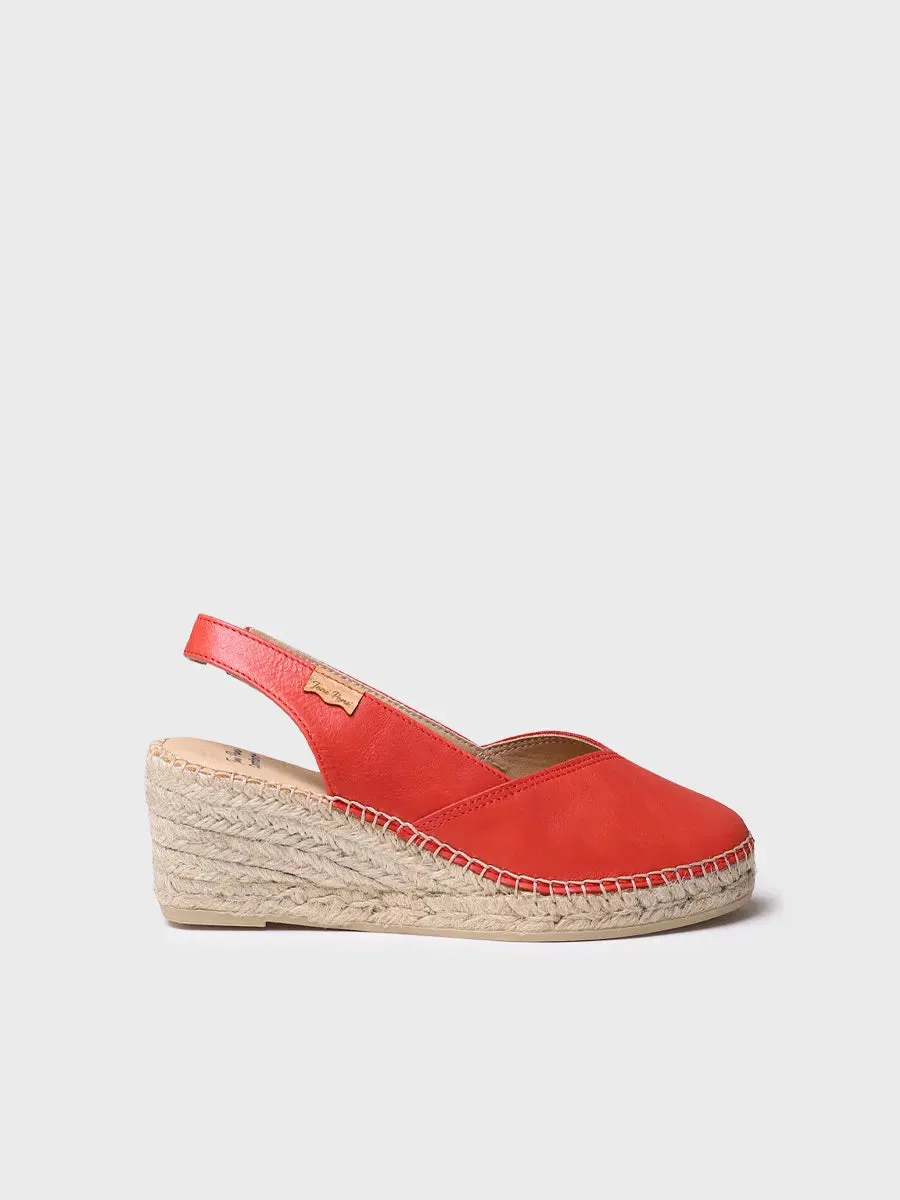 Women's leather espadrille with wedge for wide fit - TERMAL