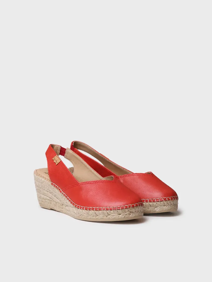 Women's leather espadrille with wedge for wide fit - TERMAL
