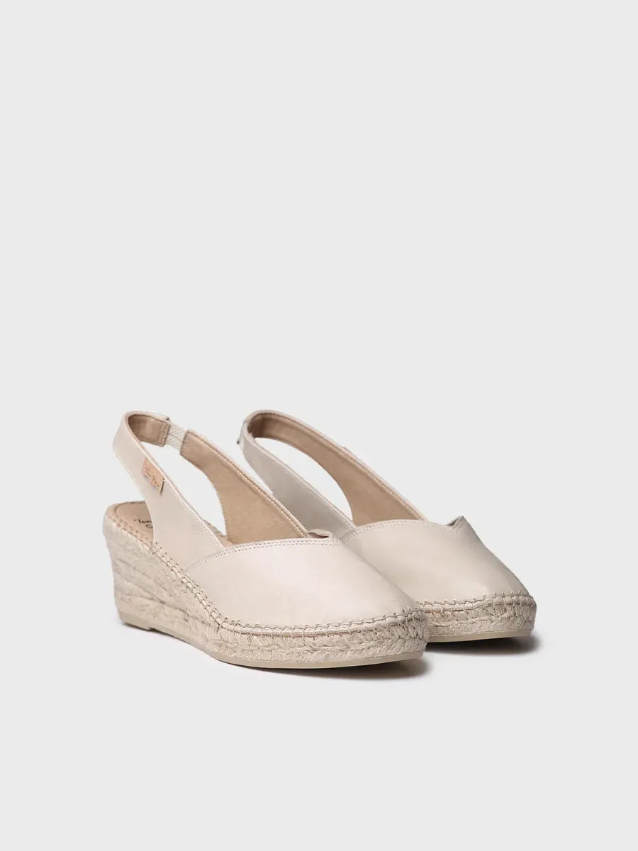 Women's leather espadrille with wedge for wide fit - TERMAL