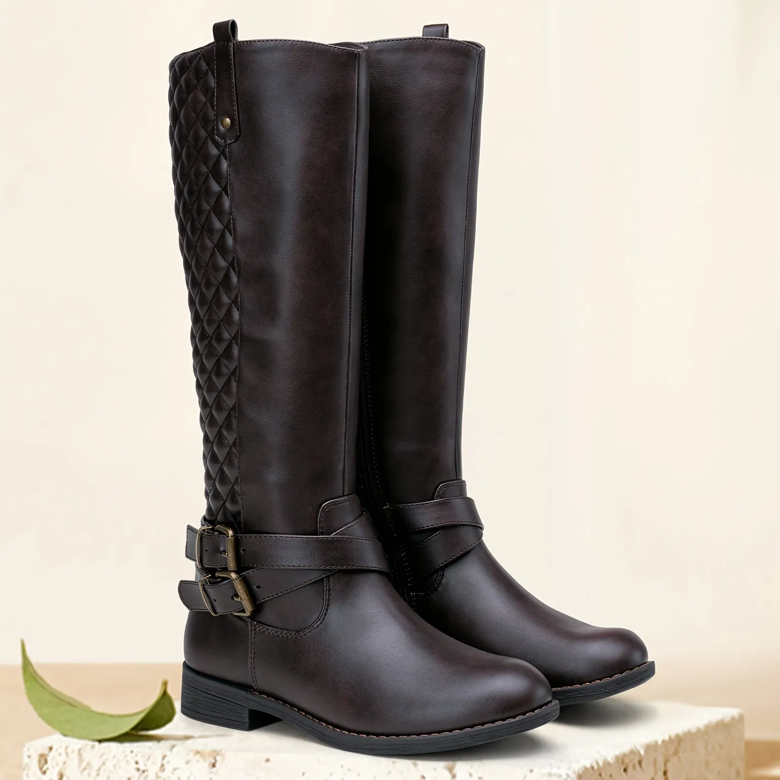 Womens Quilted KneeHigh Riding Boots  Stylish  Durable