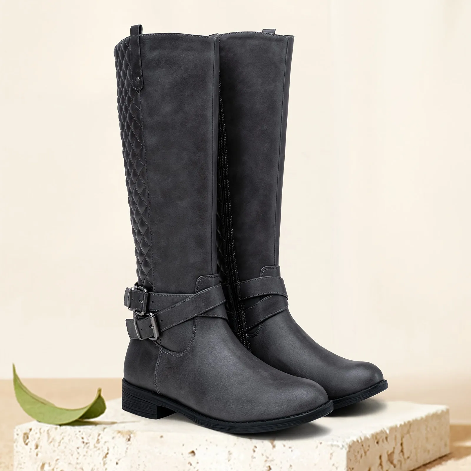 Womens Quilted KneeHigh Riding Boots  Stylish  Durable