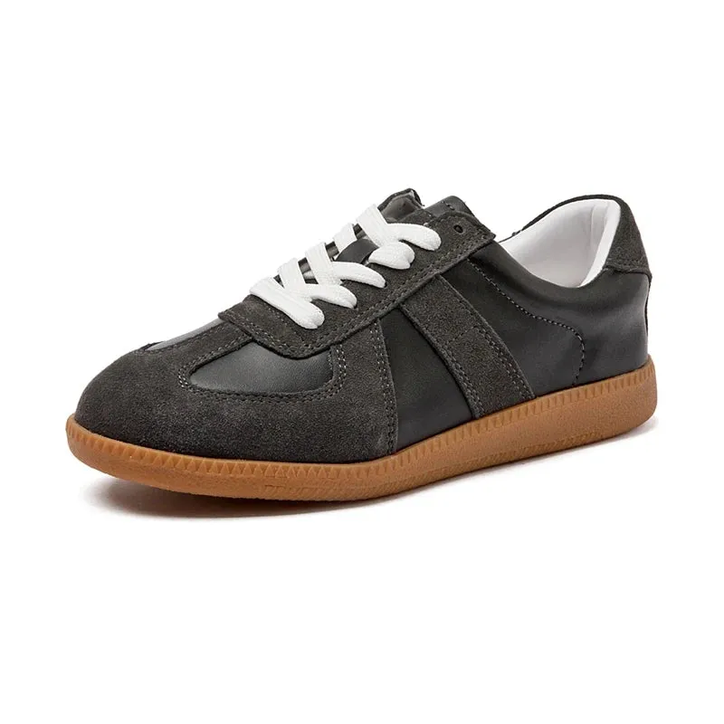 Women's Sneakers  Genuine Leather Ladies Moral Training Shoes Casual Spring Flat Shoes Women