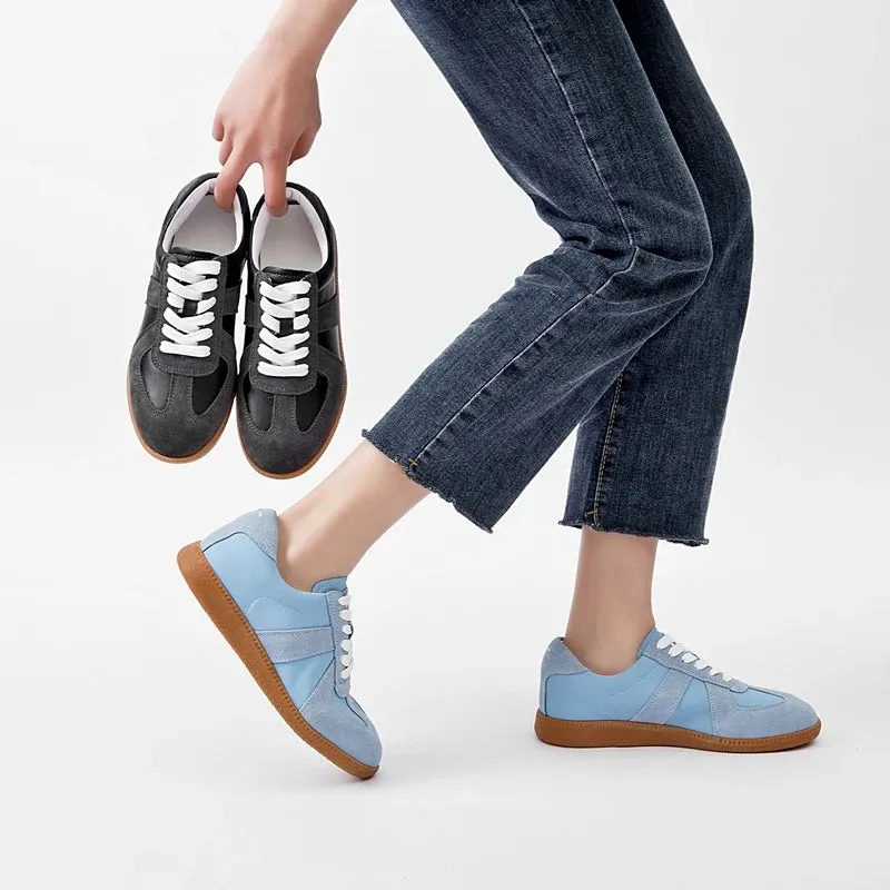 Women's Sneakers  Genuine Leather Ladies Moral Training Shoes Casual Spring Flat Shoes Women