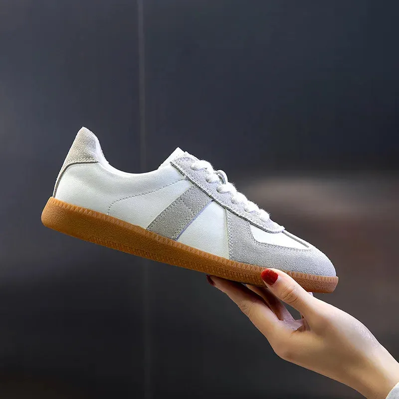 Women's Sneakers  Genuine Leather Ladies Moral Training Shoes Casual Spring Flat Shoes Women