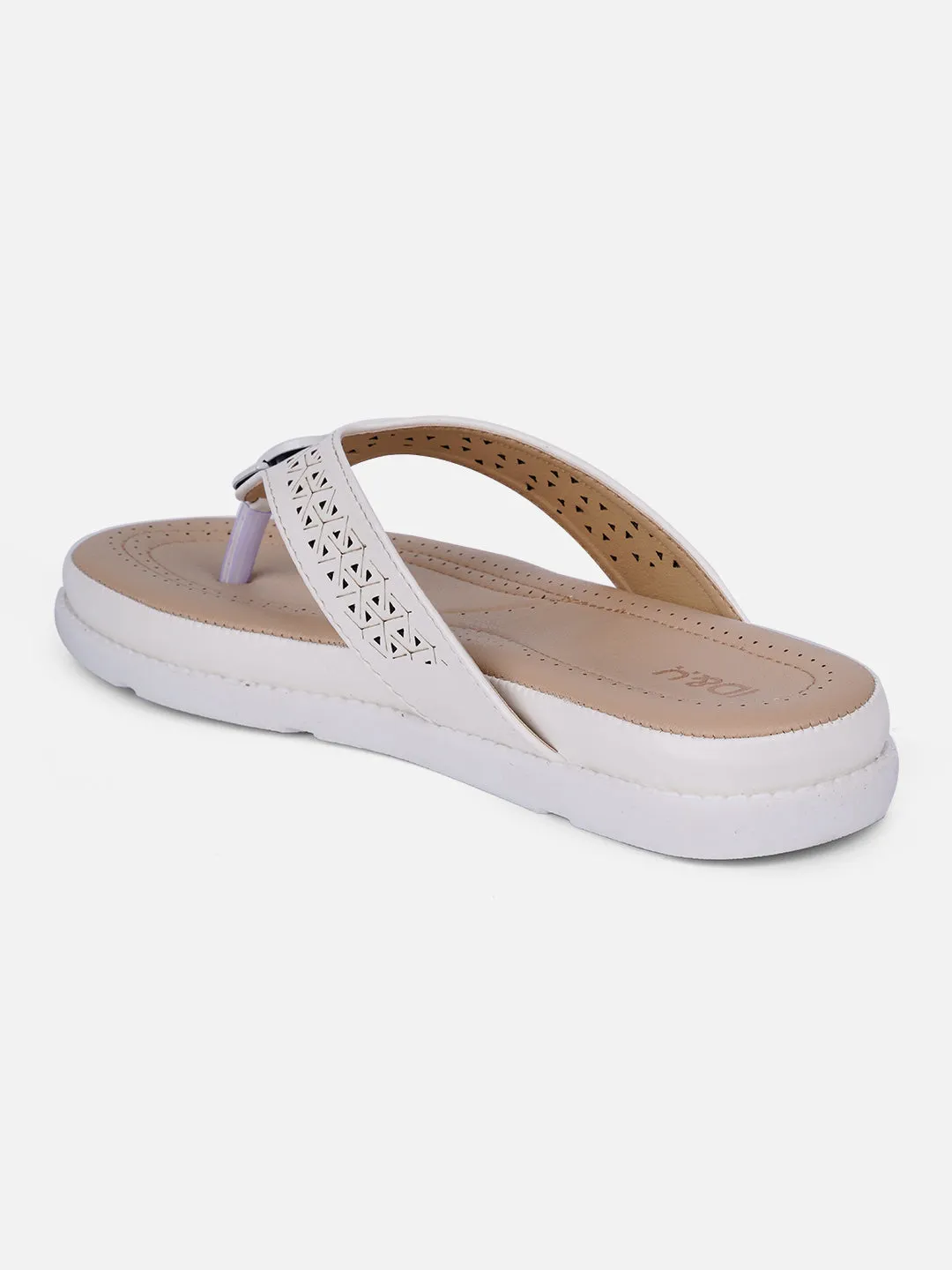 Women's White Thong Sandals (IU6014)