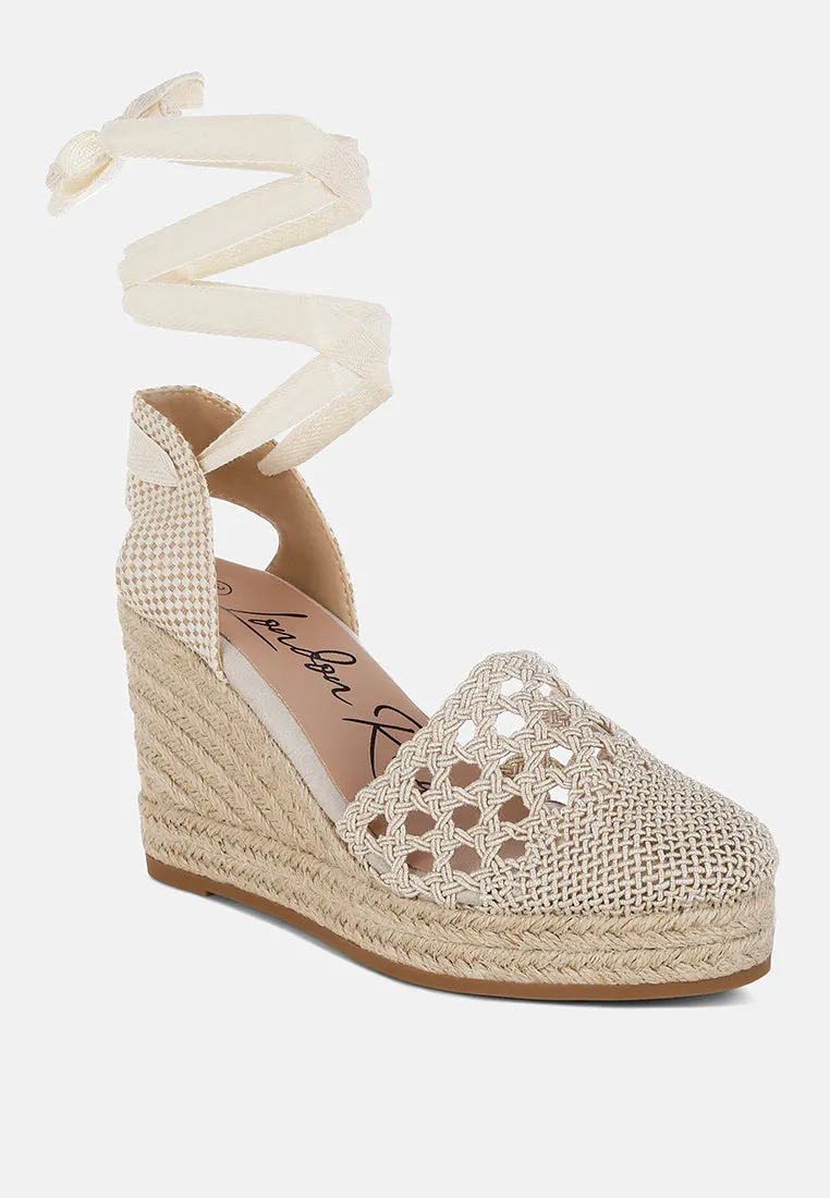 Woven Lace-Up Espadrille Wedges By RUW