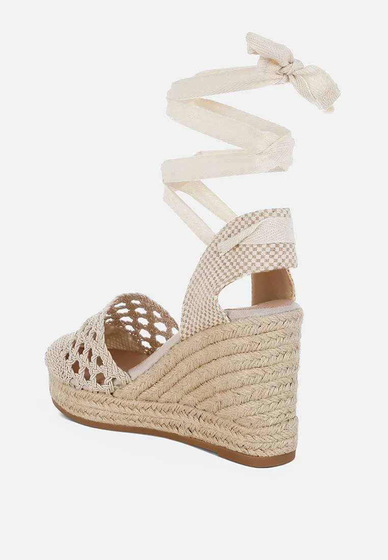 Woven Lace-Up Espadrille Wedges By RUW