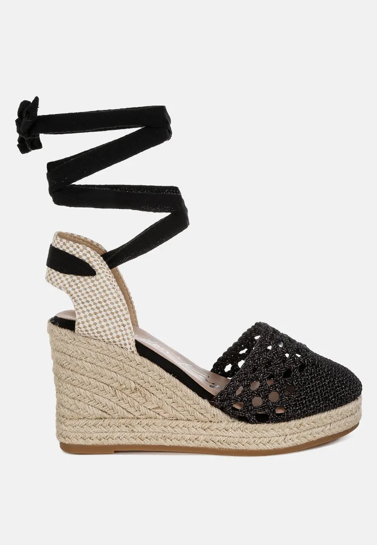 Woven Lace-Up Espadrille Wedges By RUW
