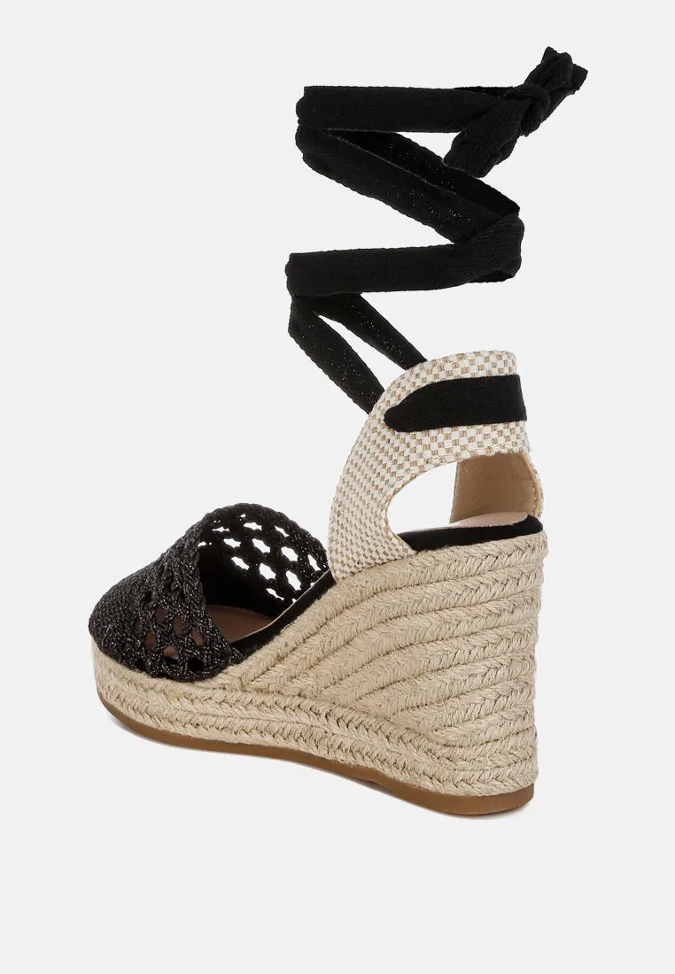 Woven Lace-Up Espadrille Wedges By RUW