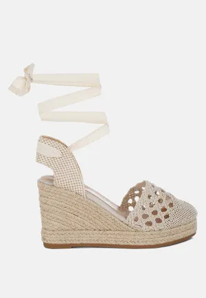Woven Lace-Up Espadrille Wedges By RUW