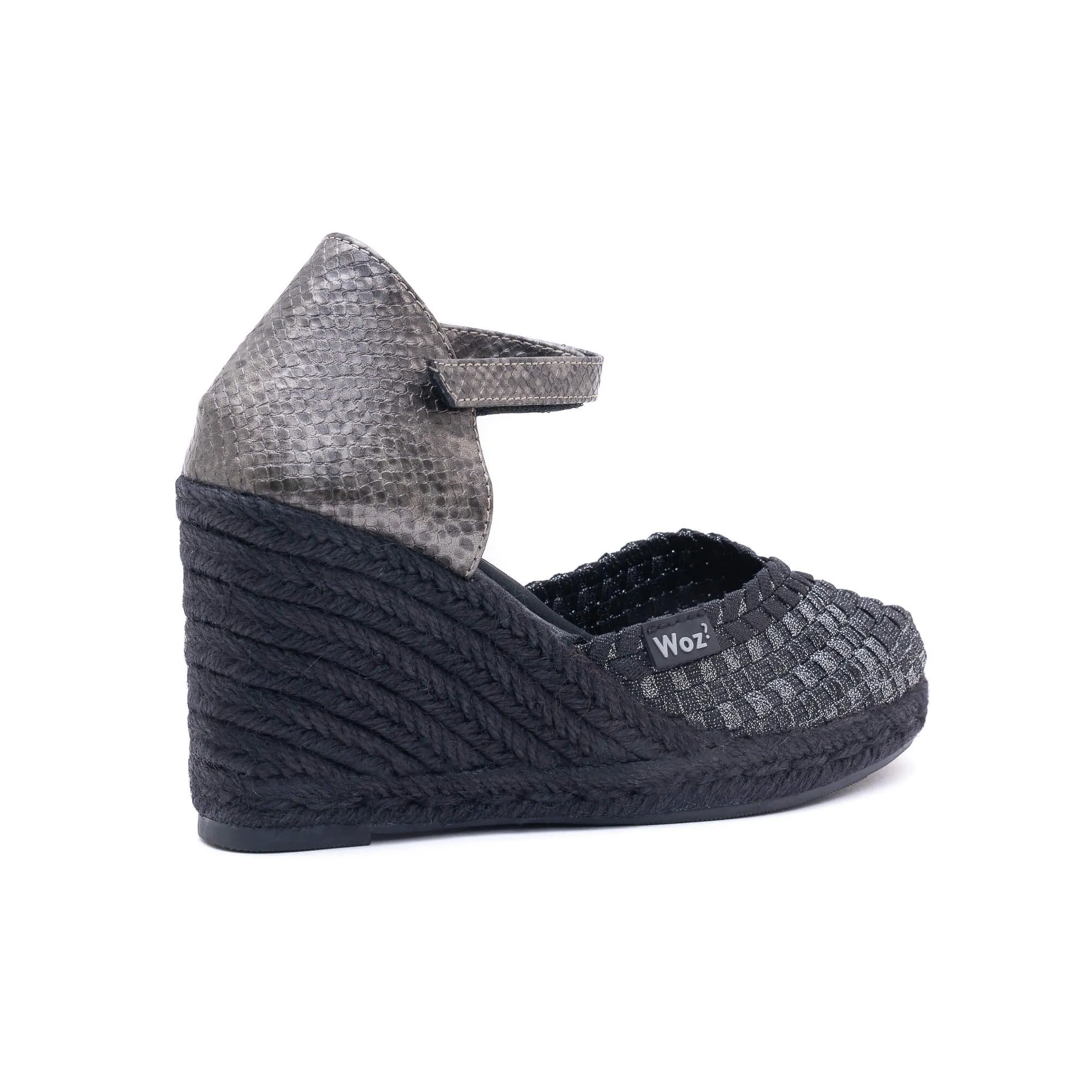 Zaira Black & Silver Espadrille