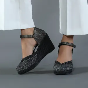 Zaira Black & Silver Espadrille