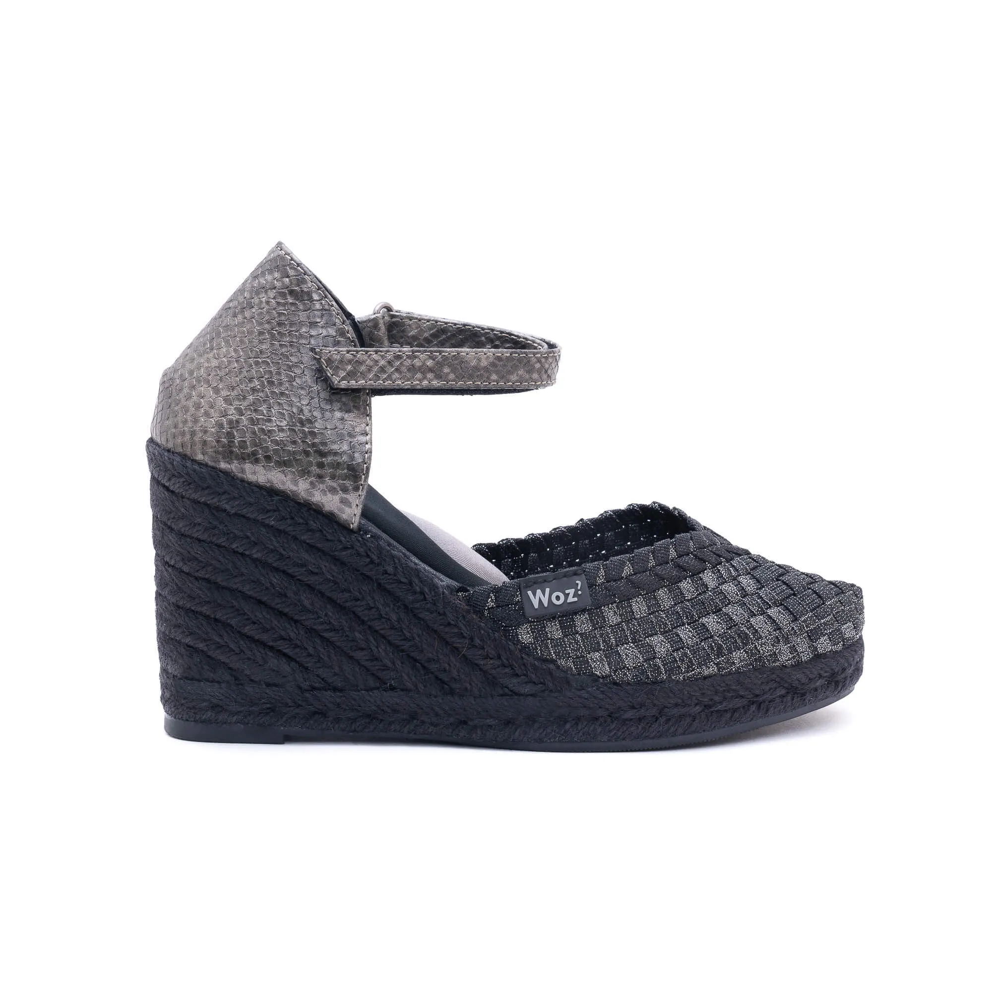 Zaira Black & Silver Espadrille