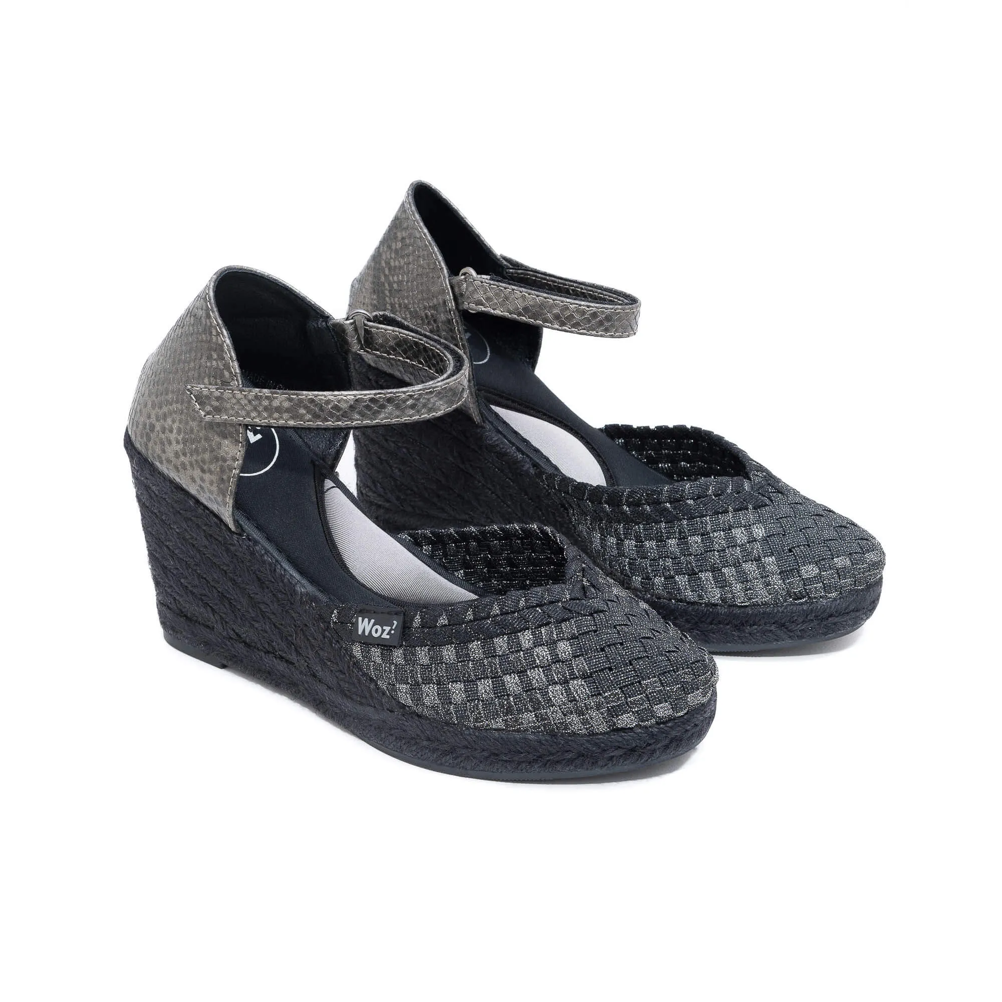 Zaira Black & Silver Espadrille